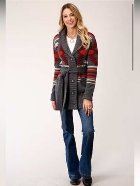 AZTEC BELTED CARDIGAN M